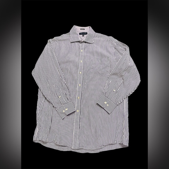 2 for $25 Tommy Hilfiger button down casual/dress shirt purple white size large - Picture 1 of 3